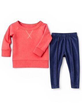 Baby Girl Boutique French Terry Hoodie w/Pintuck Stretch Denim Pants 3-6M